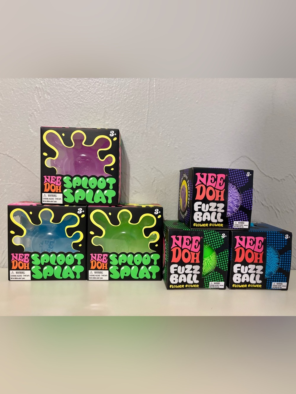 NeeDoh Sploot Splat Ball & Flower Power Fuzz Ball Toys